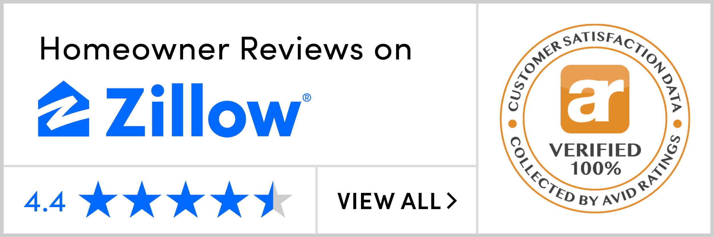 Homeowner reviews on Zillow: 4.4 stars. View all. Customer satisfaction data collected by Avid Ratings. Verified 100%.